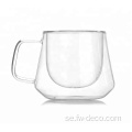 Double Wall Glass Coffee Cup Mugs med handtag